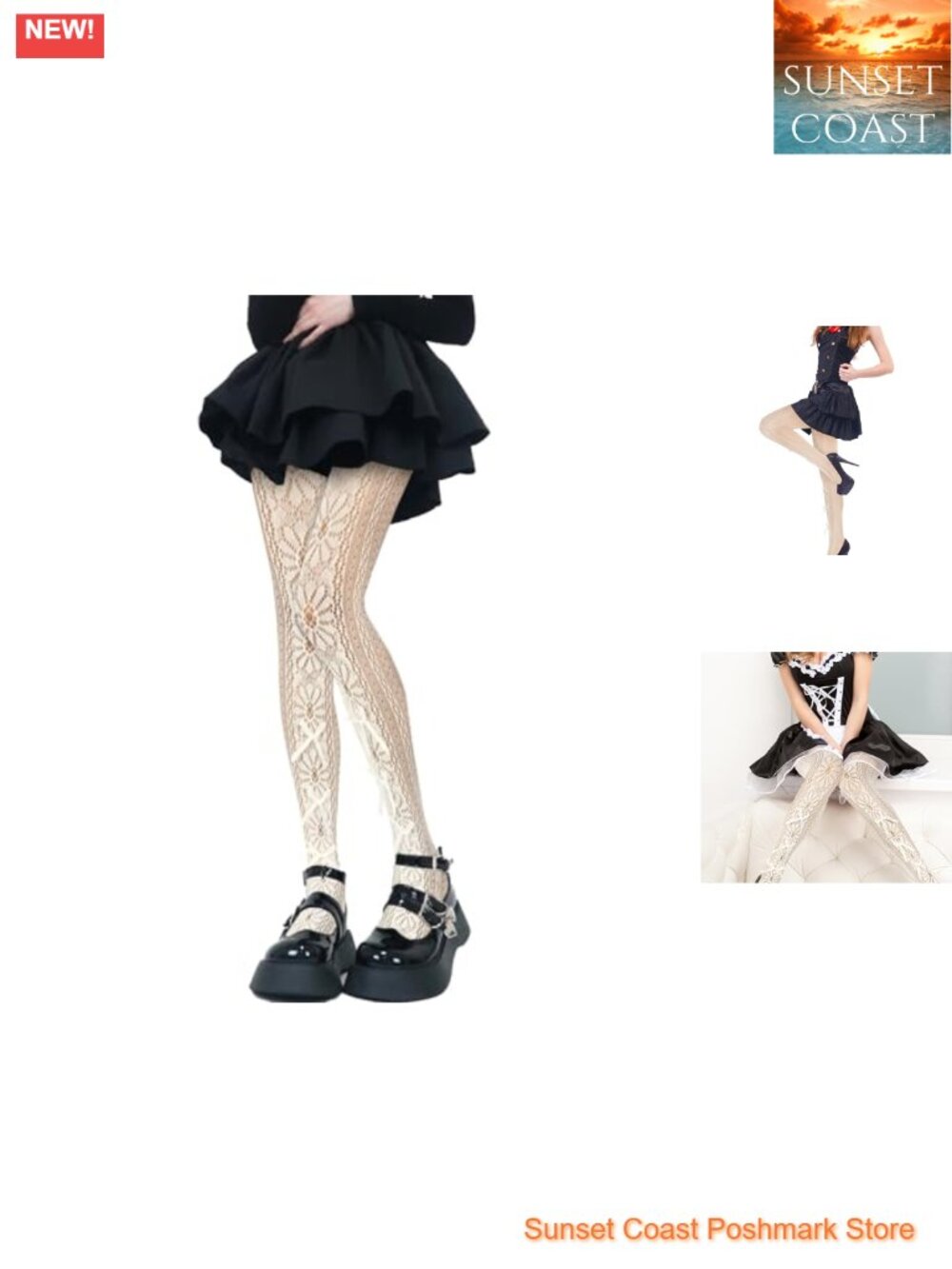 Patterned Fishnet Tights Lace Floral High Waist Nylon Acrylic Hosiery